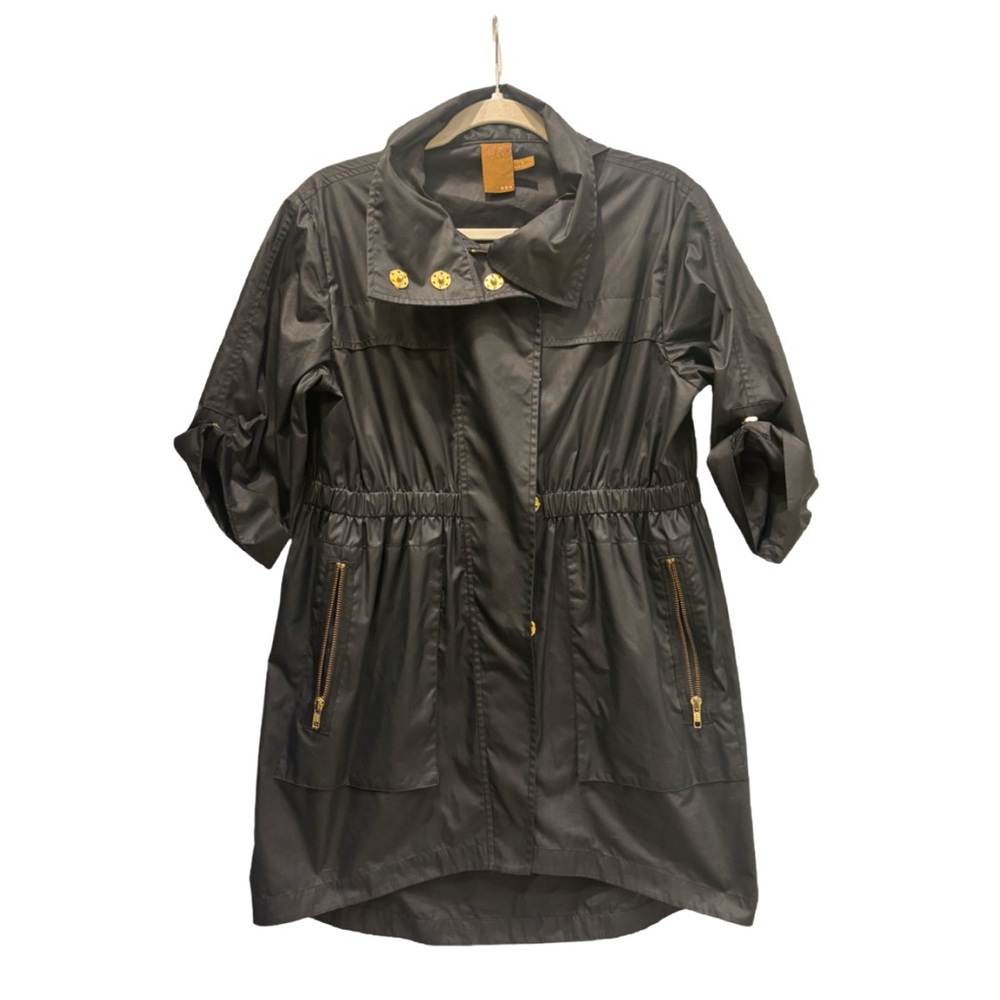 Ali Ro Black Lightweight Utility Jacket/ Rain Coat Size 6, detachable hood 🖤